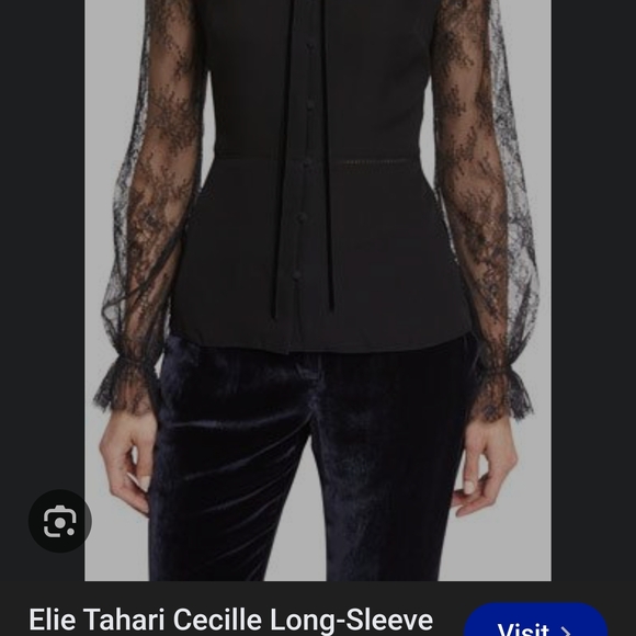 Elie Tahari Black Lace Long-Sleeve Top